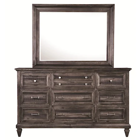 9-Drawer Dresser and Landscape Mirror Combination